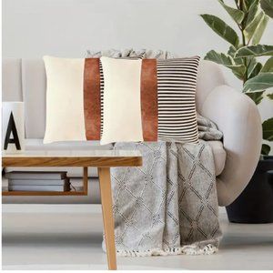 BOHO STYLE FARMHOUSE PATCHWORK LINEN PILLOW COVERS